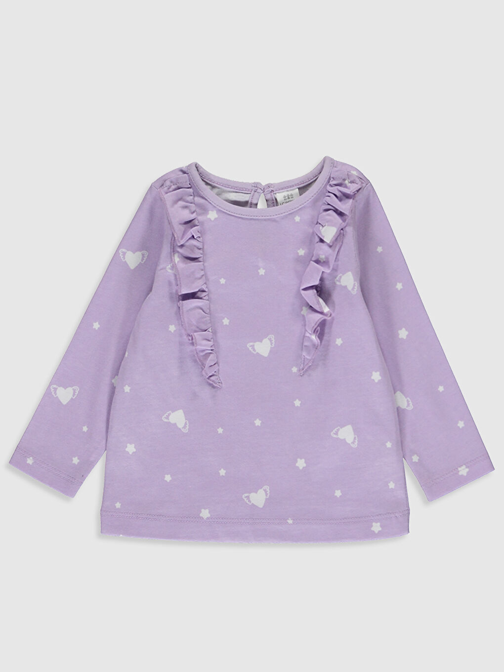 Mor Bisiklet Yaka Uzun Kol Baskılı Kız Bebek Pijama Takımı-2