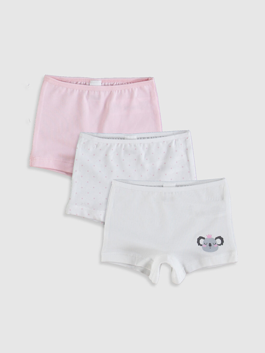 Beyaz Desenli Pamuklu Kız Bebek Boxer 3'lü