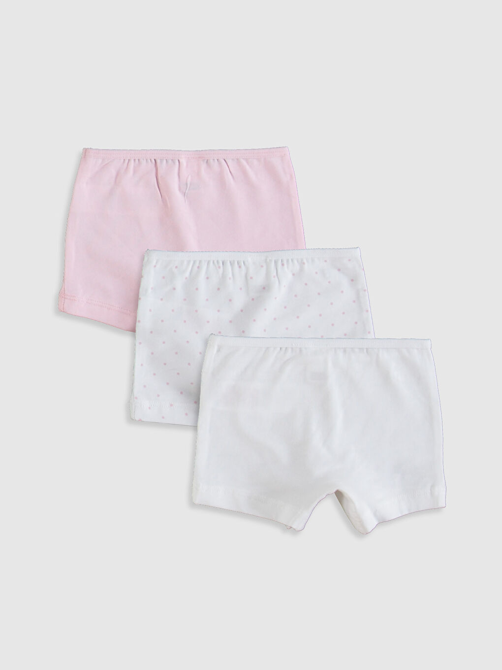 Beyaz Desenli Pamuklu Kız Bebek Boxer 3'lü-1