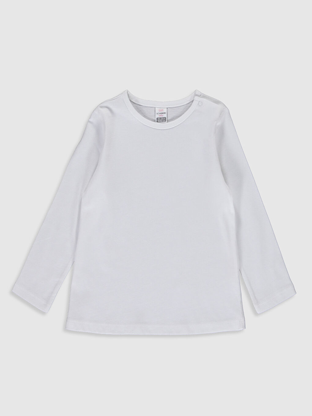 Beyaz Bisiklet Yaka Uzun Kol Baskılı Kız Bebek Tişört