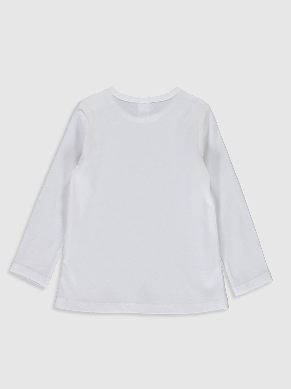 Beyaz Bisiklet Yaka Uzun Kol Baskılı Kız Bebek Tişört-1