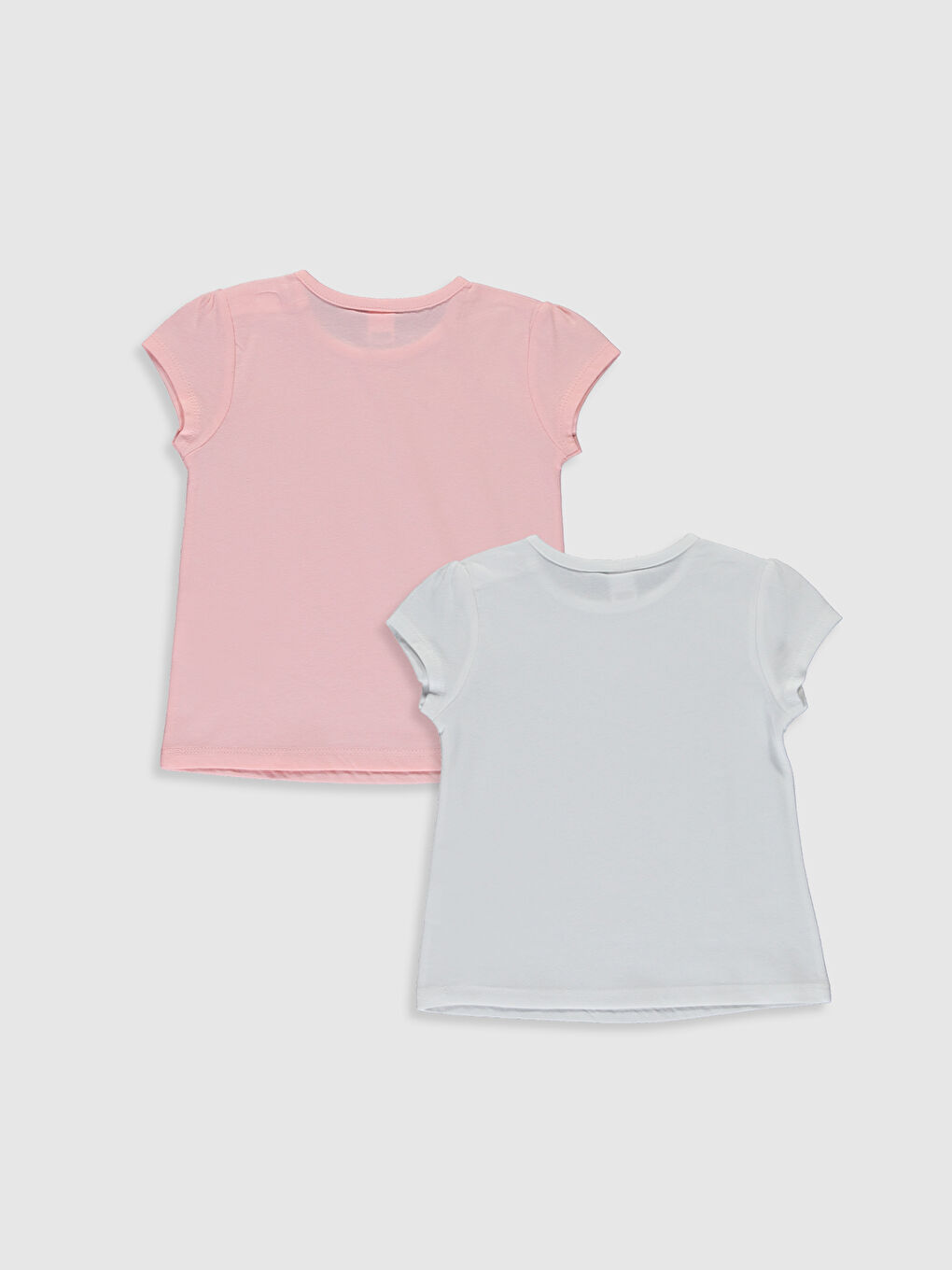 Beyaz Bisiklet Yaka Kısa Kol Basic Kız Bebek Tişört 2'li-1