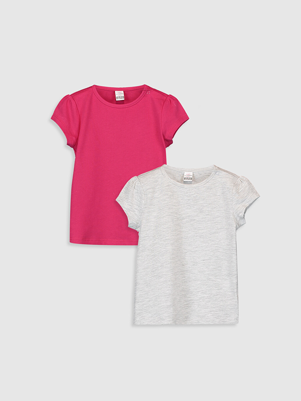 Crew Neck Short Sleeve Basic Baby Girl T-shirt 2 Pieces