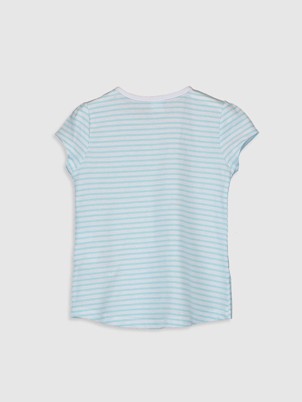 Turkuaz Bisiklet Yaka Kısa Kollu Pamuklu Kız Bebek Tişört-1