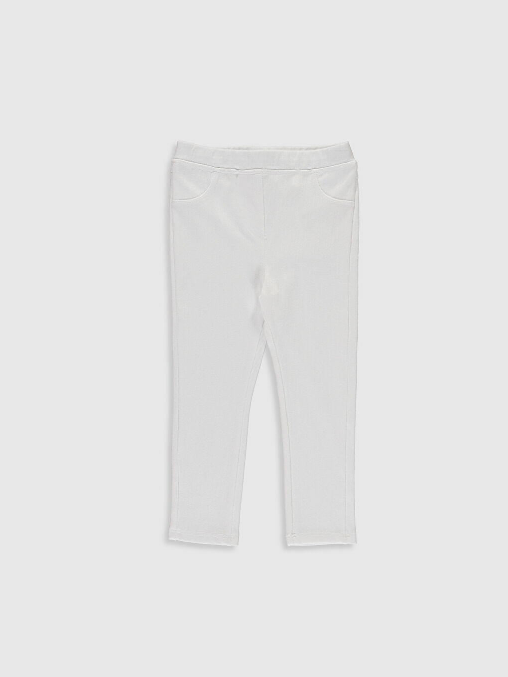 Beyaz Beli Lastikli Basic Kız Bebek Tayt