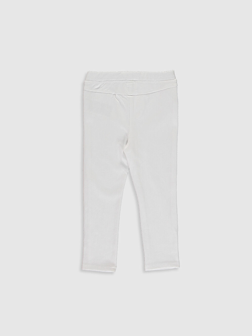 Beyaz Beli Lastikli Basic Kız Bebek Tayt-1