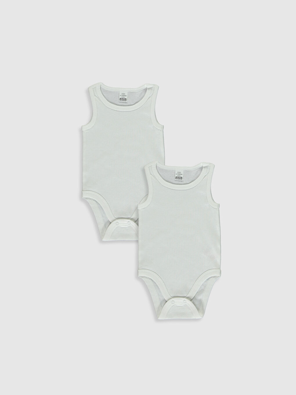 Beyaz Bisiklet Yaka Kolsuz Kız Bebek Çıtçıtlı Body 2'li