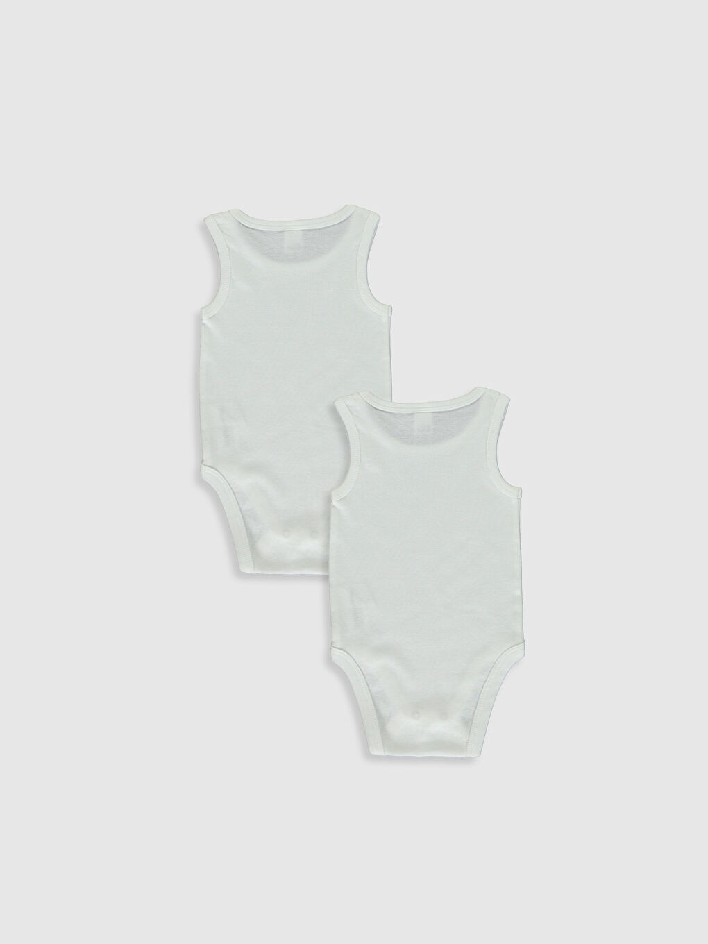 Beyaz Bisiklet Yaka Kolsuz Kız Bebek Çıtçıtlı Body 2'li-1