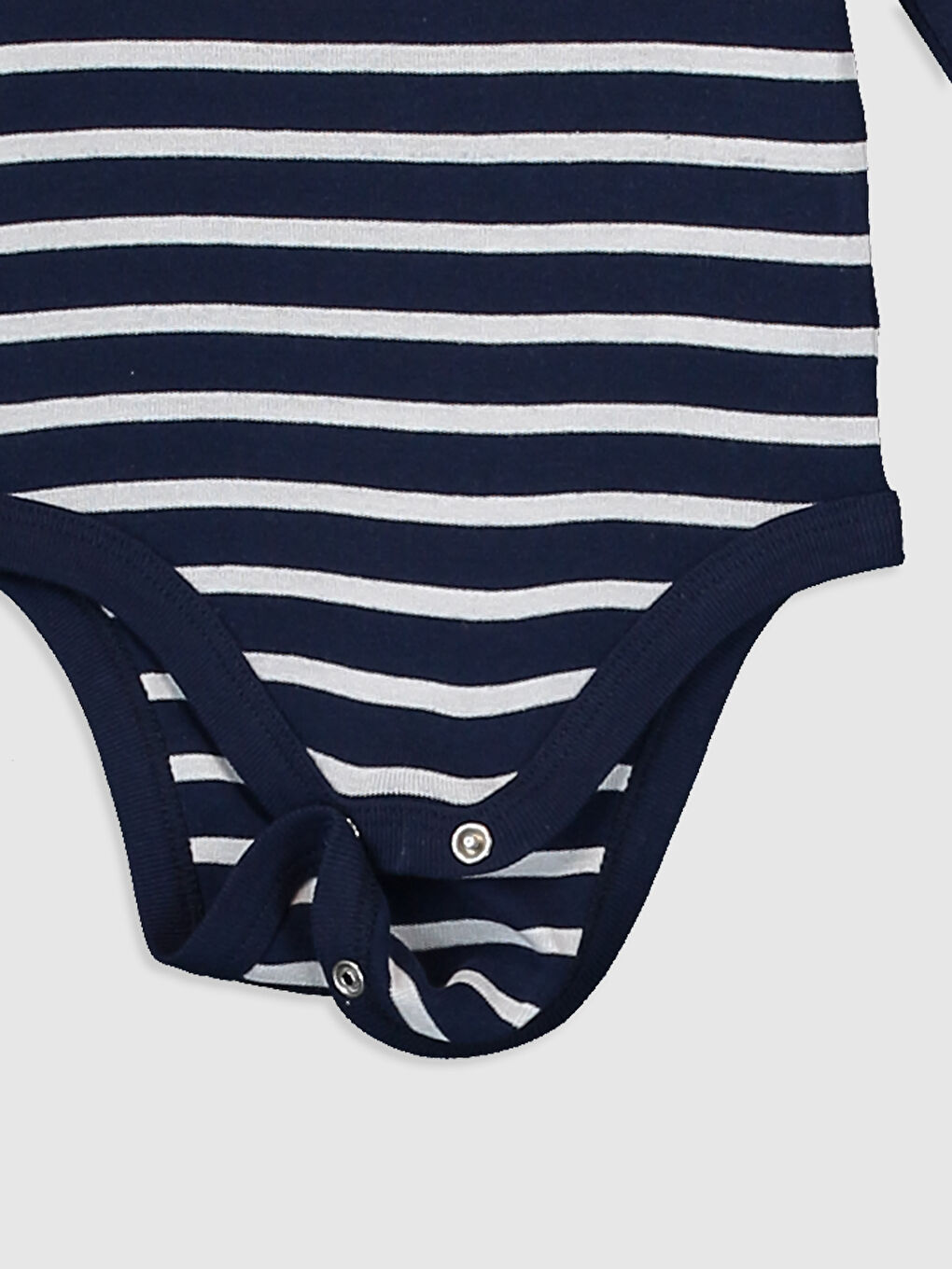 Lacivert Bisiklet Yaka Uzun Kollu Erkek Bebek Çıtçıtlı Bodysuit-2