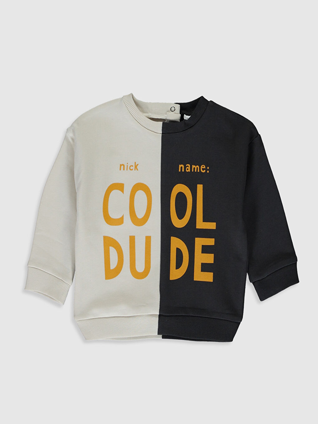 Bej Bisiklet Yaka Uzun Kollu Erkek Bebek Tişört