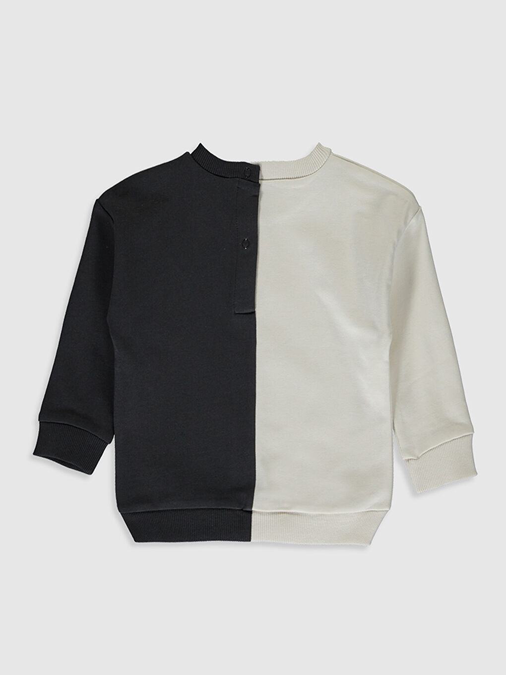 Bej Bisiklet Yaka Uzun Kollu Erkek Bebek Tişört-1