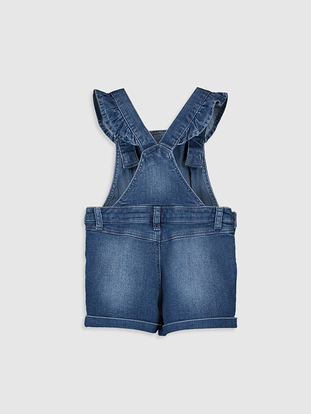 İndigo Askılı Basic Pamuklu Kız Bebek Jean Salopet-1