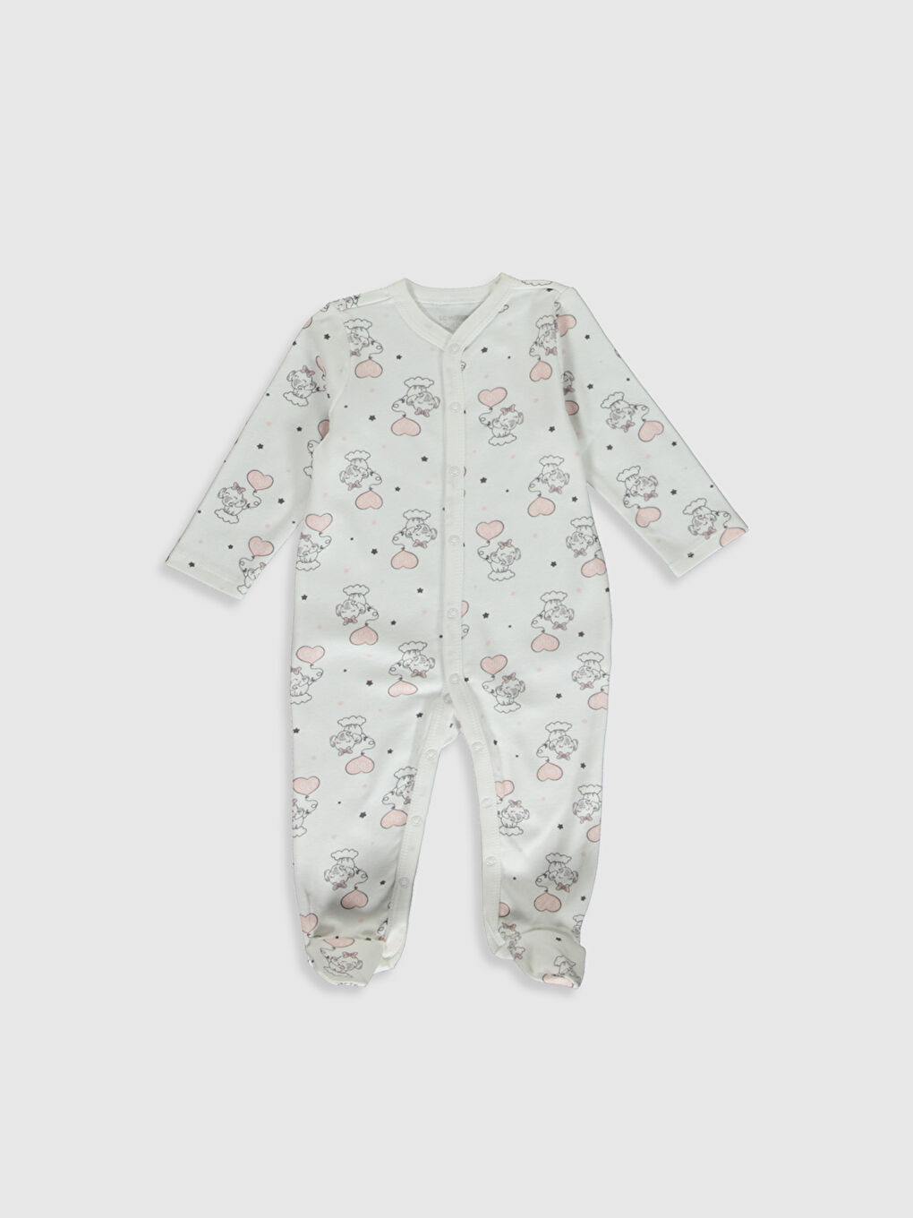 V Neck Long Sleeve Printed Baby Girl Jumpsuit 2 Pieces-4