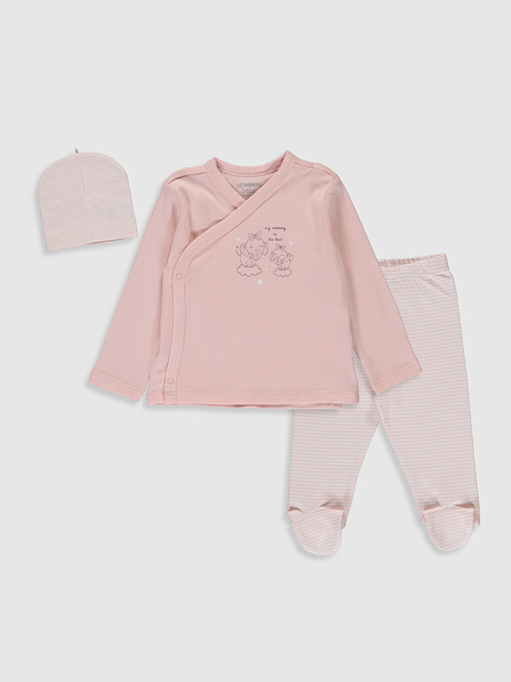 Pembe Bisiklet Yaka Baskılı Pamuklu Kız Bebek Hastane Çıkış Seti-2