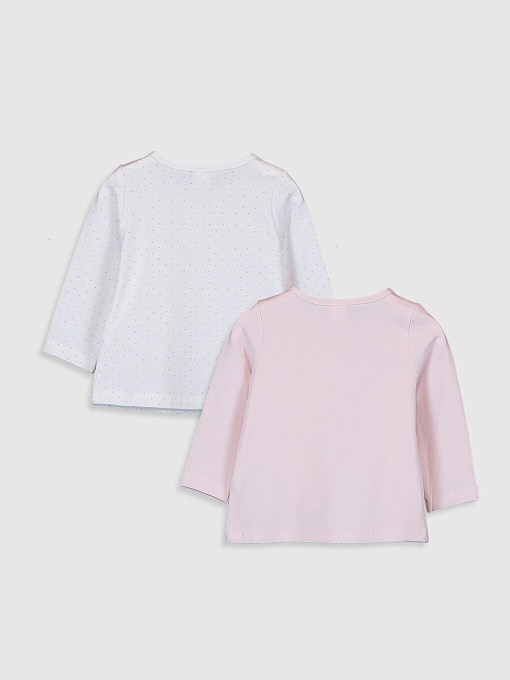 Pembe Bisiklet Yaka Uzun Kollu Kız Bebek Tişört-1