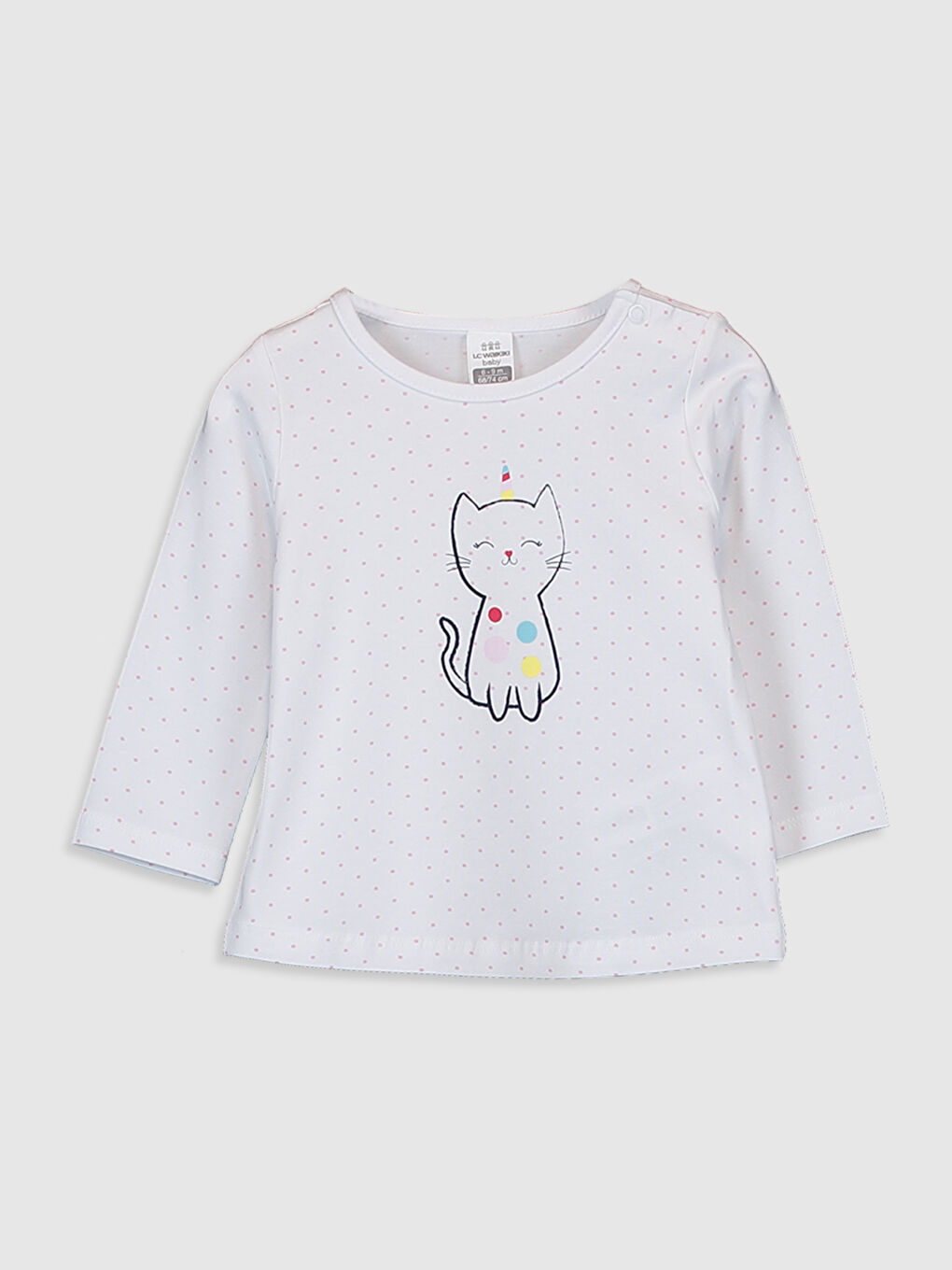 Pembe Bisiklet Yaka Uzun Kollu Kız Bebek Tişört-3