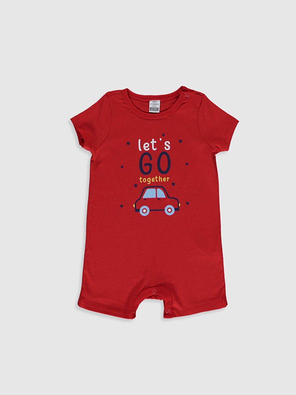 Kırmızı Bisiklet Yaka Kısa Kol Pamuklu Erkek Bebek Tulum 2'li-3