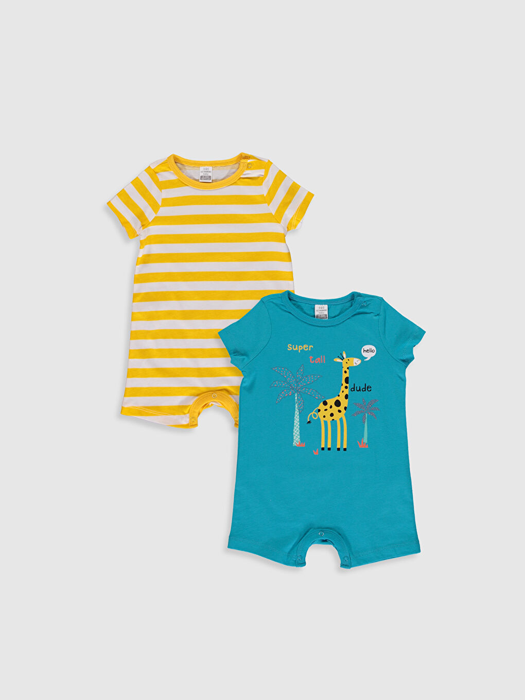 Turkuaz Erkek Bebek Desenli Tulum 2'li