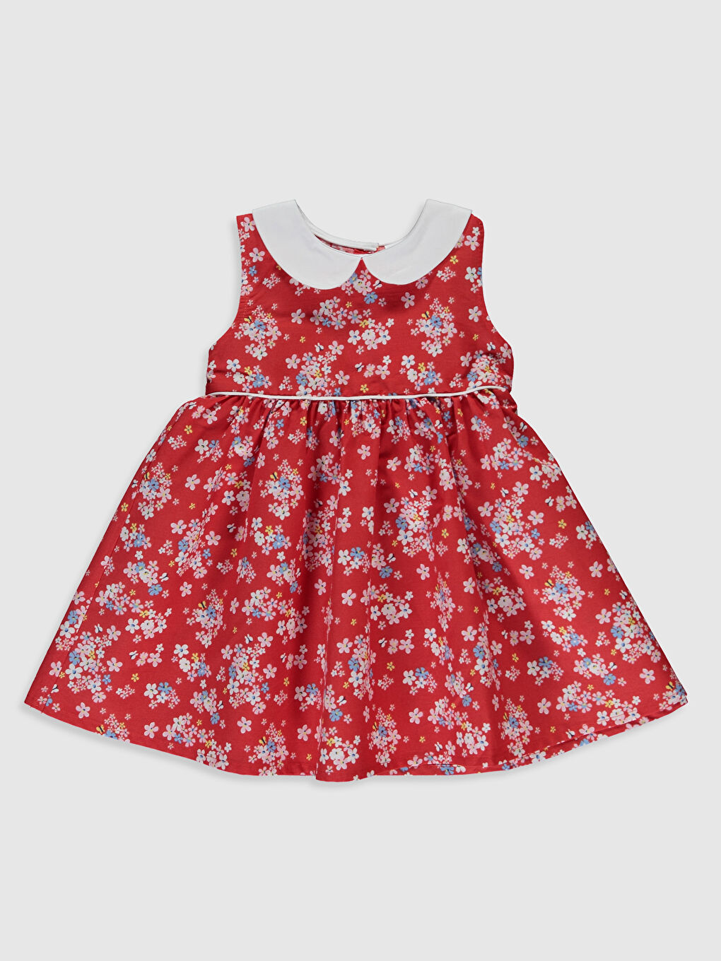 Kırmızı Bisiklet Yaka Kız Bebek Elbise