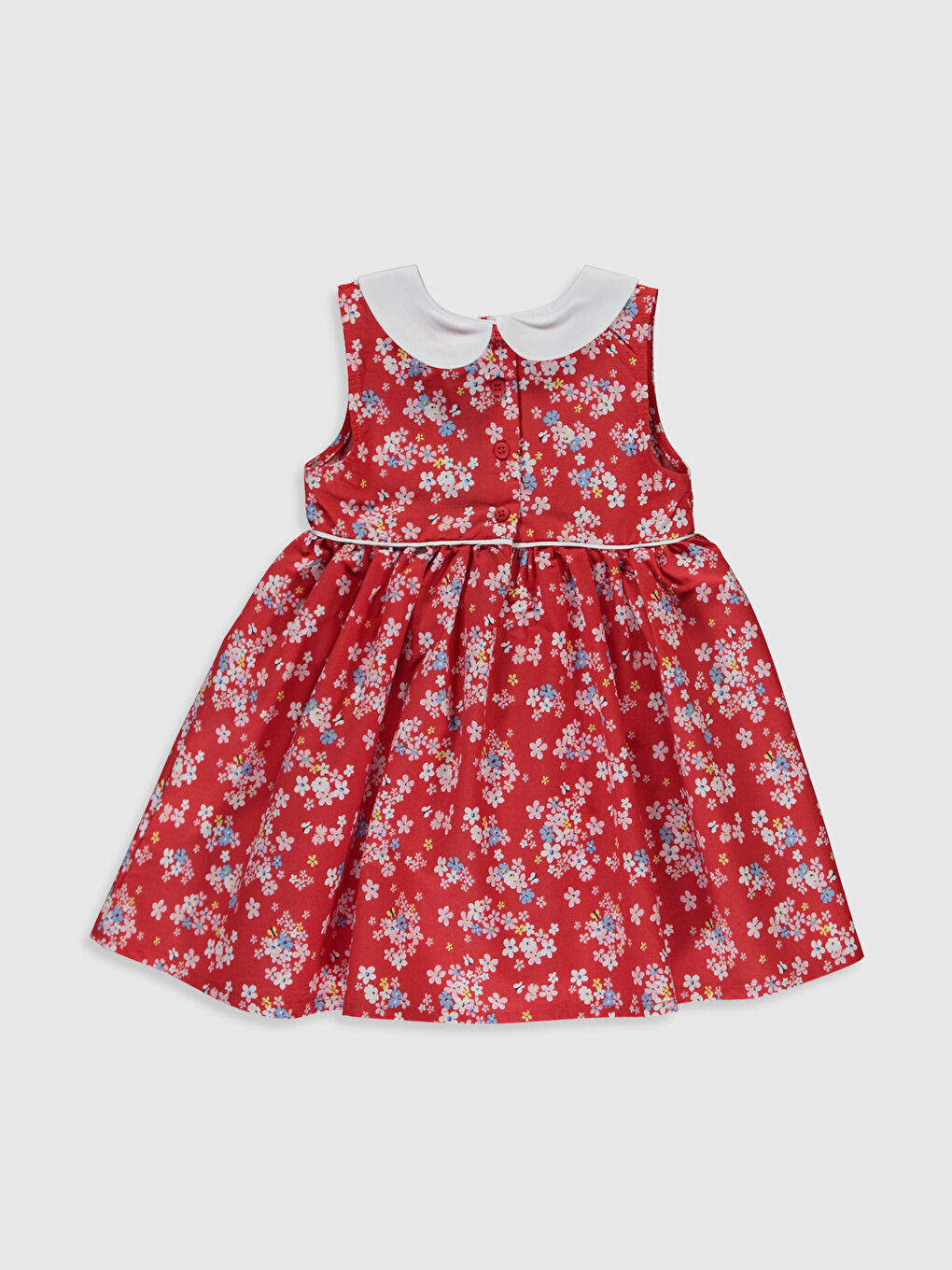 Kırmızı Bisiklet Yaka Kız Bebek Elbise-1