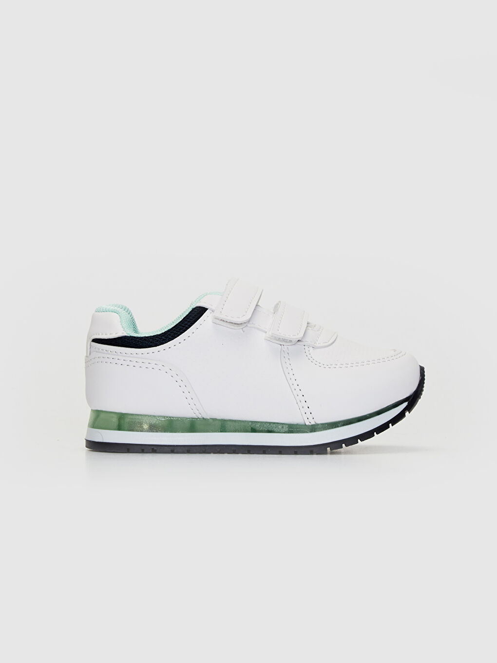 Beyaz Erkek Bebek Cırt Cırtlı Işıklı Günlük Spor Ayakkabı