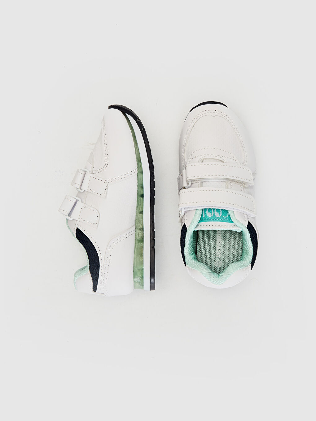 Beyaz Erkek Bebek Cırt Cırtlı Işıklı Günlük Spor Ayakkabı-1