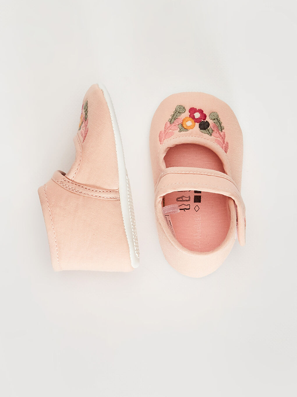 Pembe Nakışlı Cırt Cırtlı Kız Bebek Yürüme Öncesi Ayakkabı-2