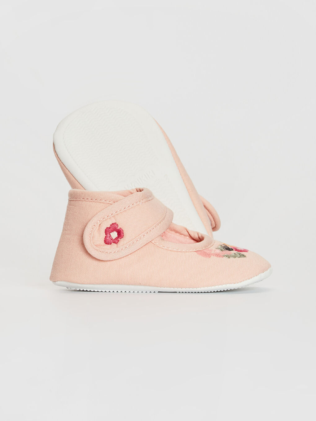 Pembe Nakışlı Cırt Cırtlı Kız Bebek Yürüme Öncesi Ayakkabı-3