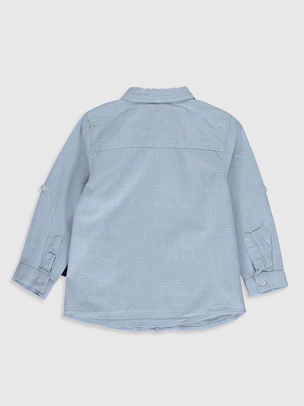 Mavi Uzun Kollu Erkek Bebek Gömlek-1