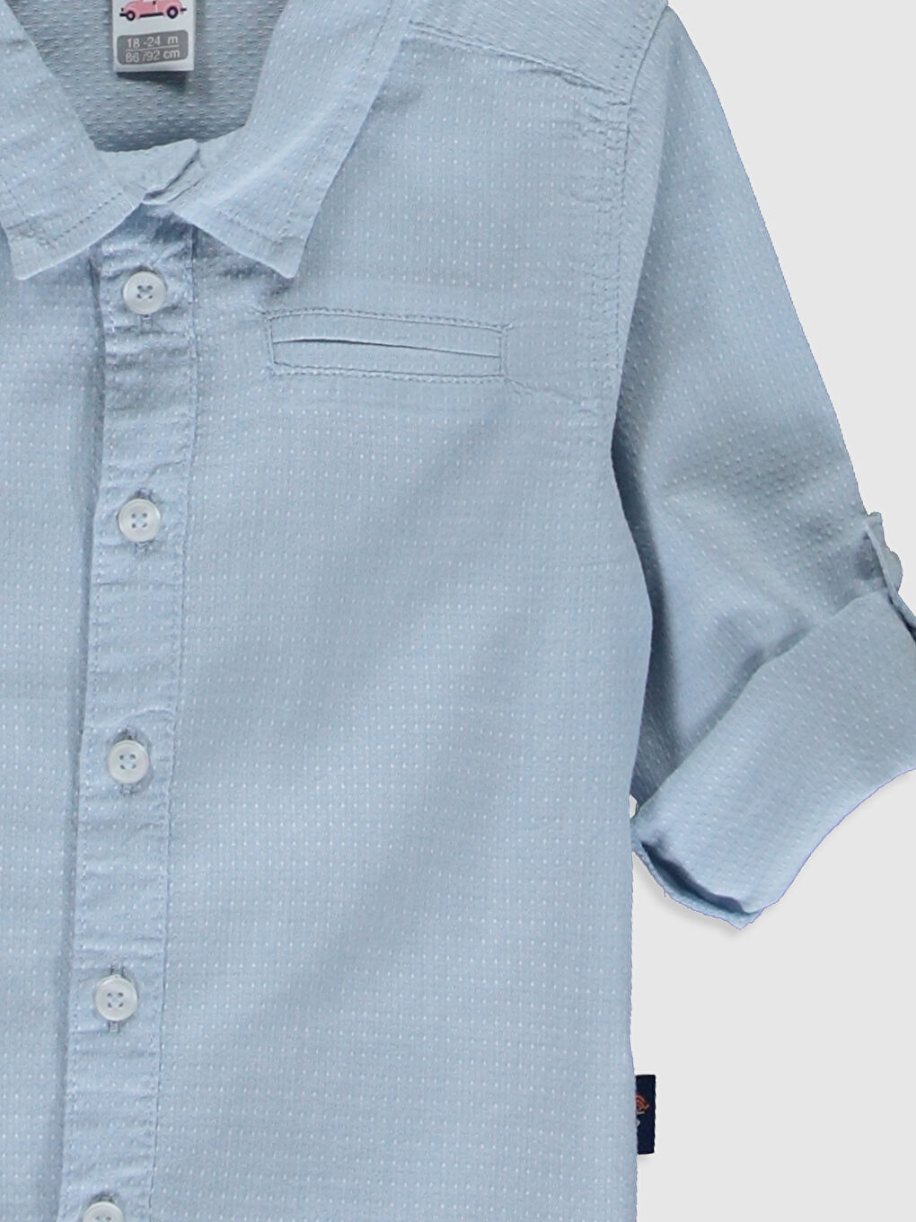 Mavi Uzun Kollu Erkek Bebek Gömlek-2