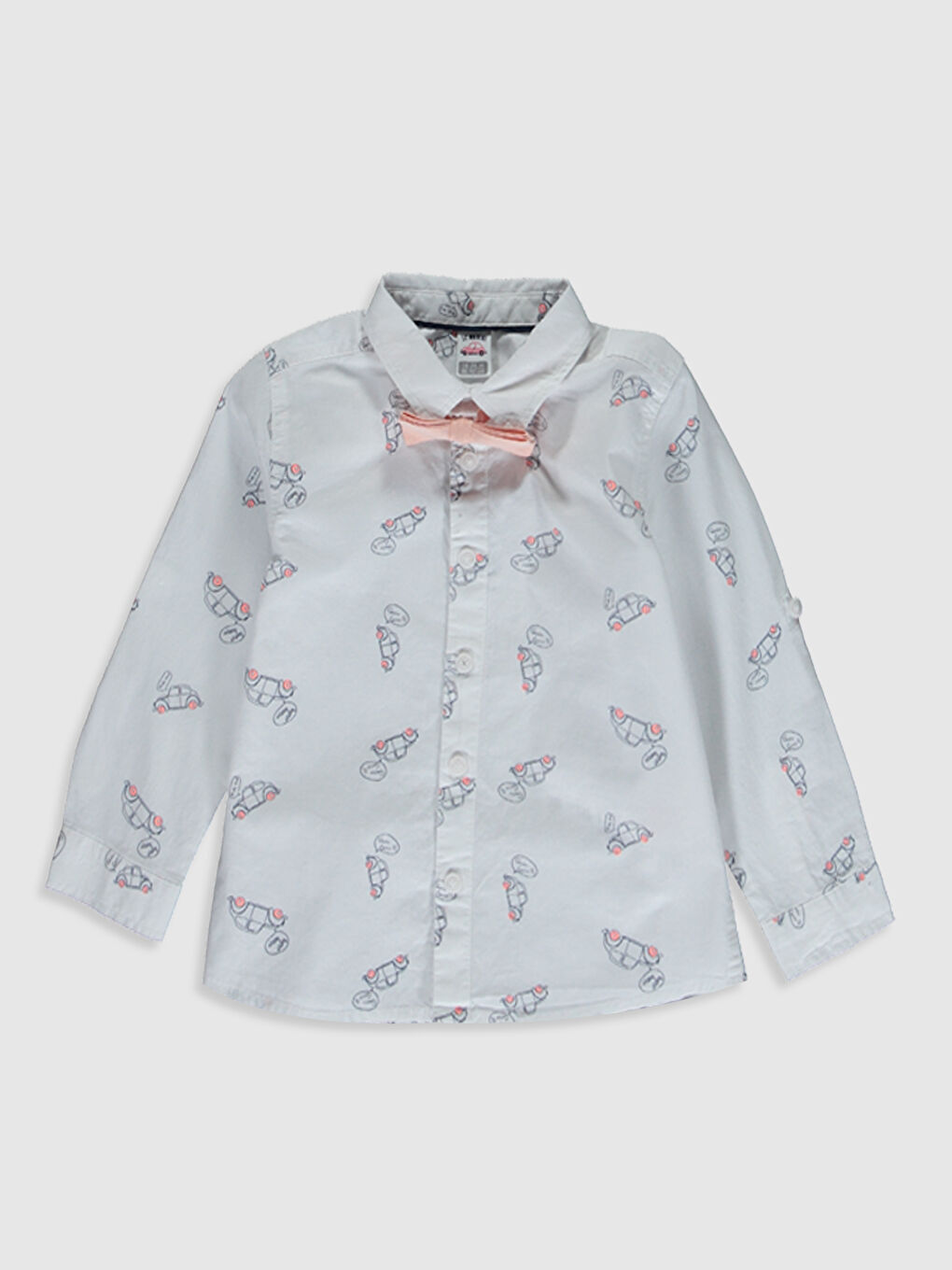 Mavi Uzun Kollu Erkek Bebek Gömlek-1