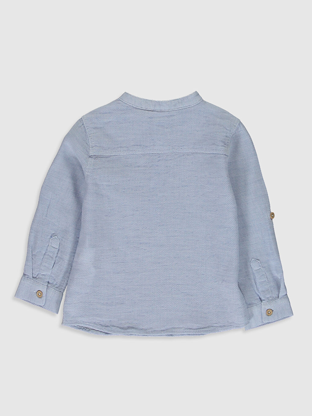 Mavi Hakim Yaka Uzun Kollu Erkek Bebek Gömlek-1