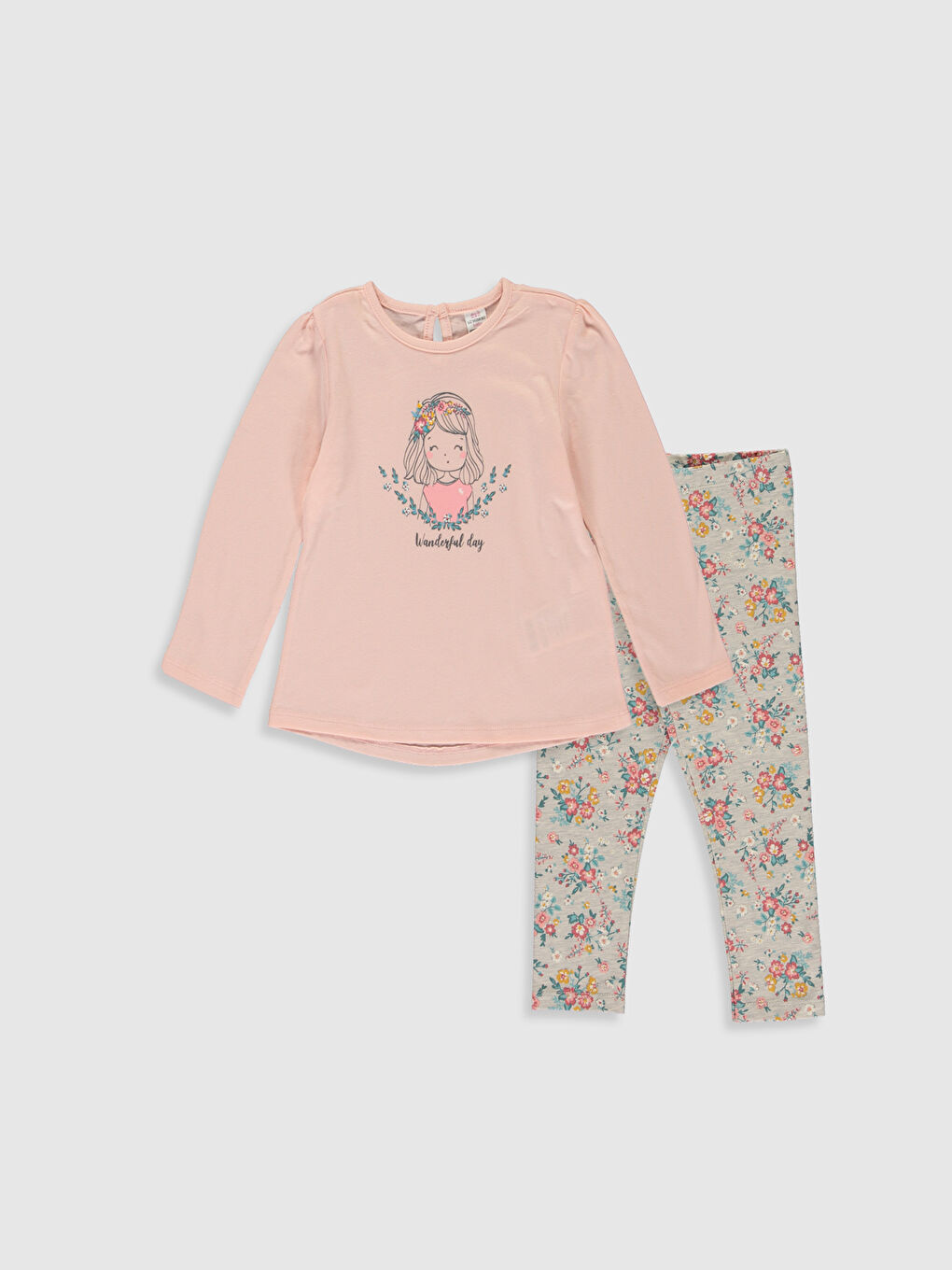 Pembe Uzun Kollu Kız Bebek Takım