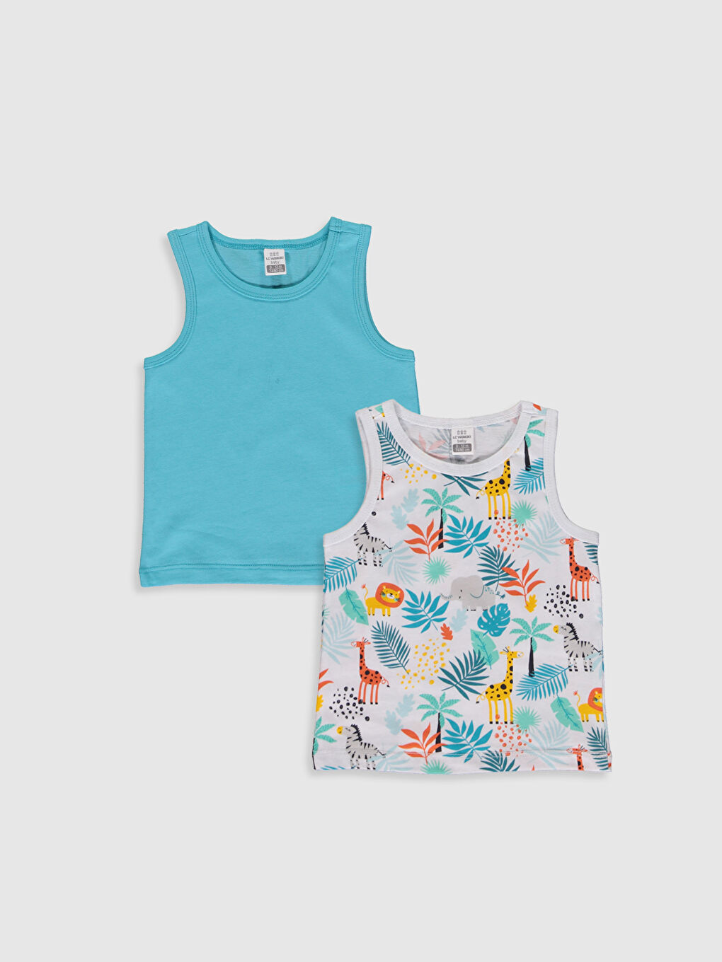 Beyaz Bisiklet Yaka Kolsuz Pamuklu Erkek Bebek Atlet 2'li