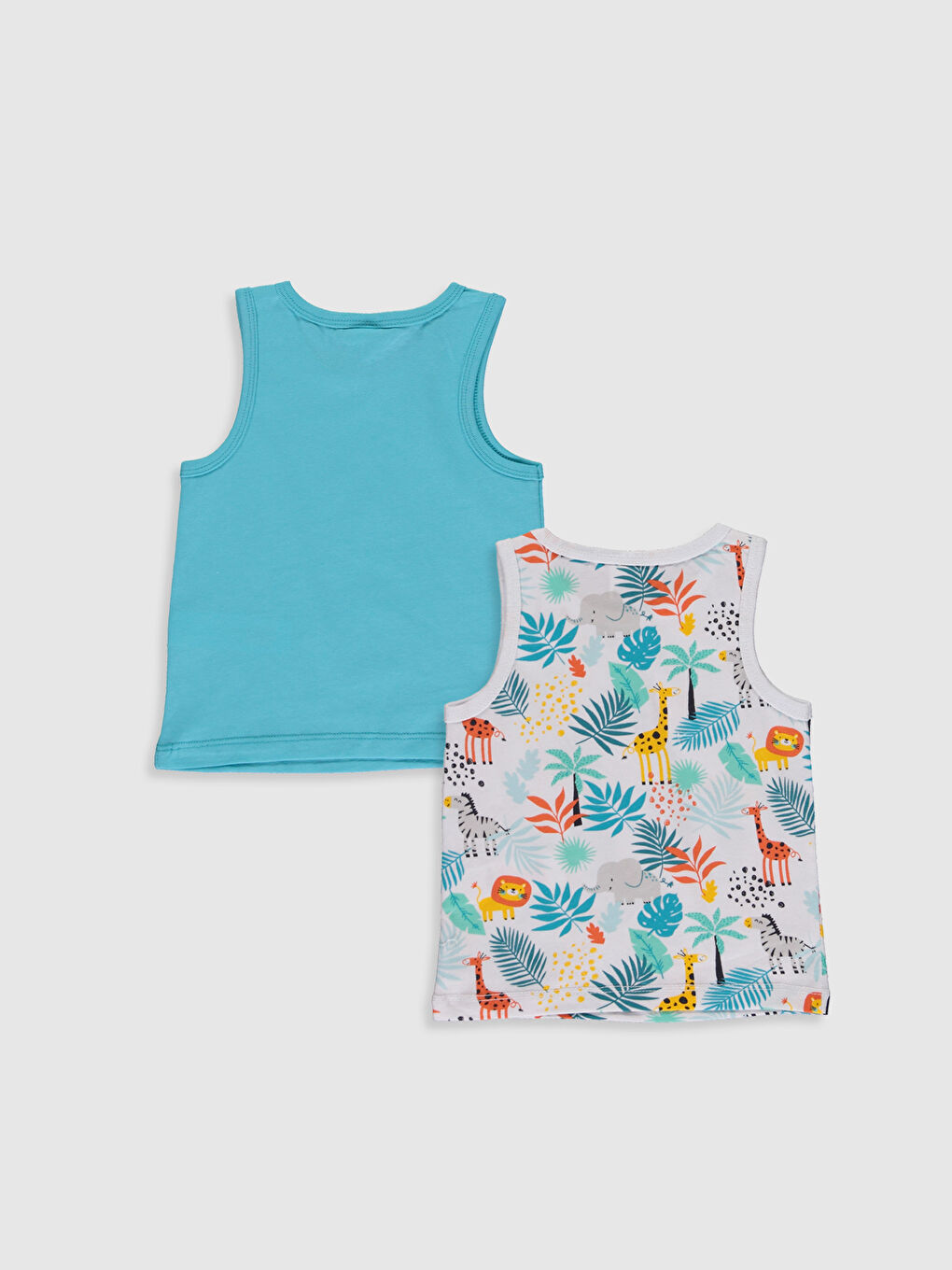 Beyaz Bisiklet Yaka Kolsuz Pamuklu Erkek Bebek Atlet 2'li-1