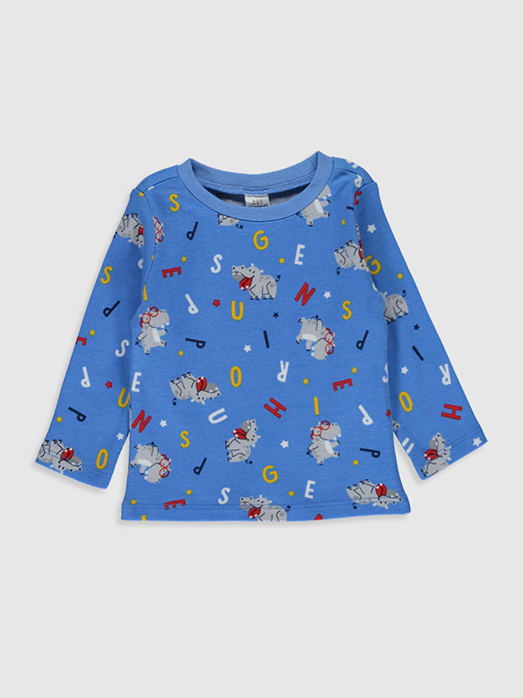 Mavi Bisiklet Yaka Uzun Kol Baskılı Erkek Bebek Pijama Takımı-2