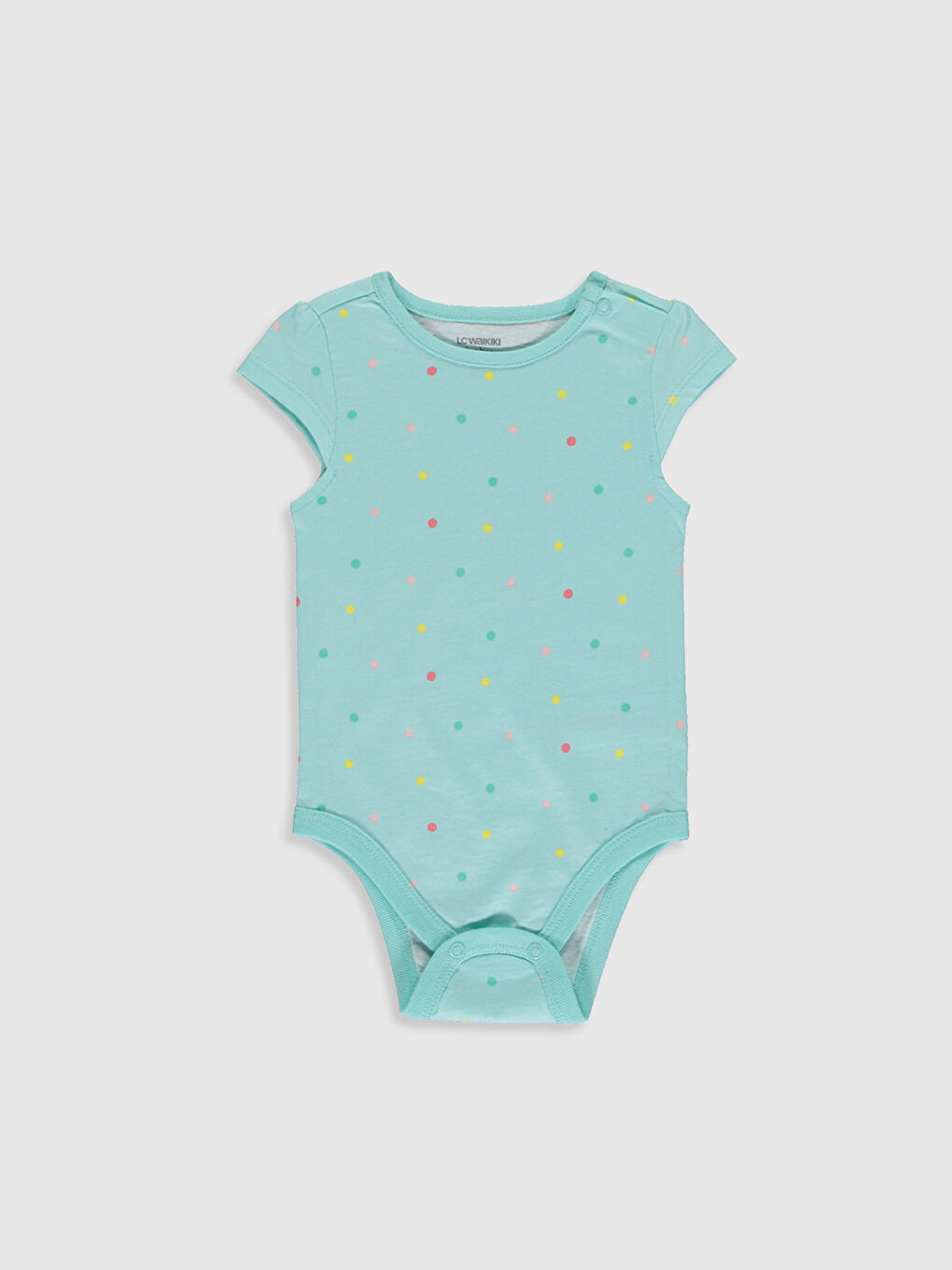 Mercan Bisiklet Yaka Kısa Kollu Kız Bebek Çıtçıtlı Bodysuit 2'li-3