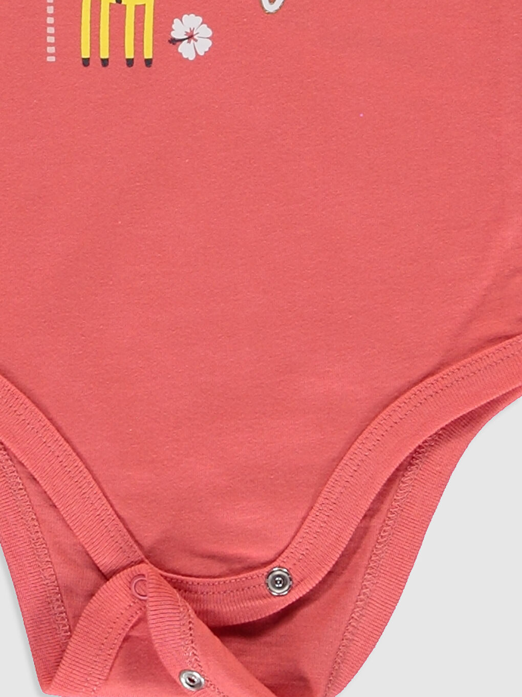 Mercan Bisiklet Yaka Kısa Kollu Kız Bebek Çıtçıtlı Bodysuit 2'li-4