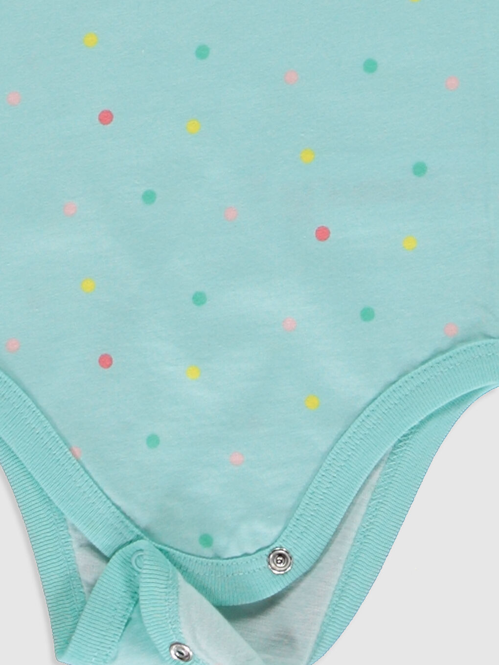 Mercan Bisiklet Yaka Kısa Kollu Kız Bebek Çıtçıtlı Bodysuit 2'li-5