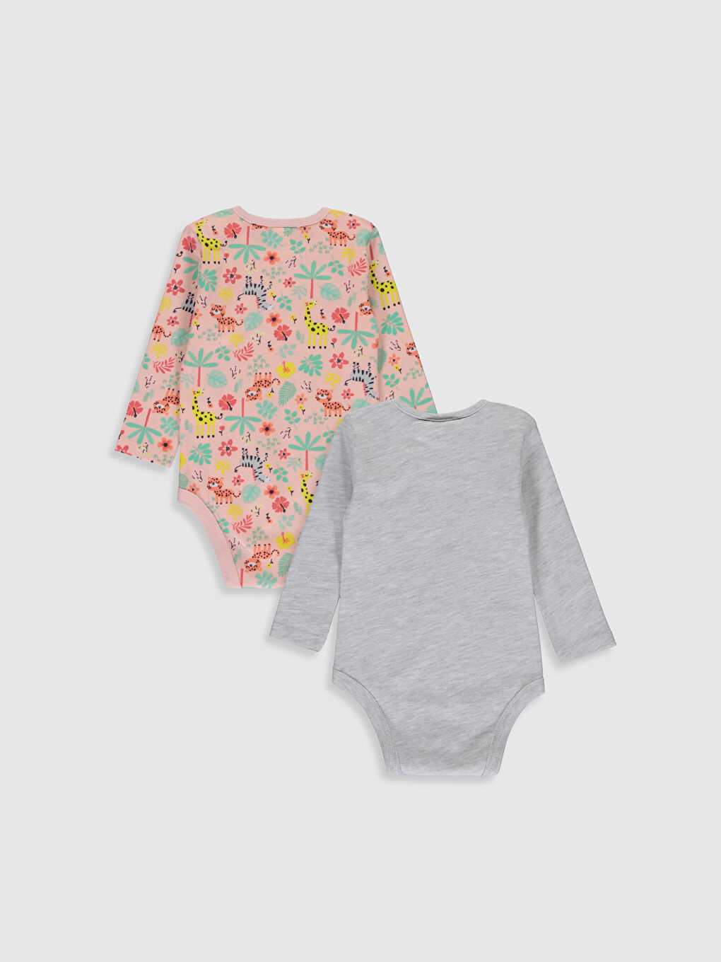 Beyaz Bisiklet Yaka Kısa Kol Baskılı Kız Bebek Çıtçıtlı Body 2'li-1