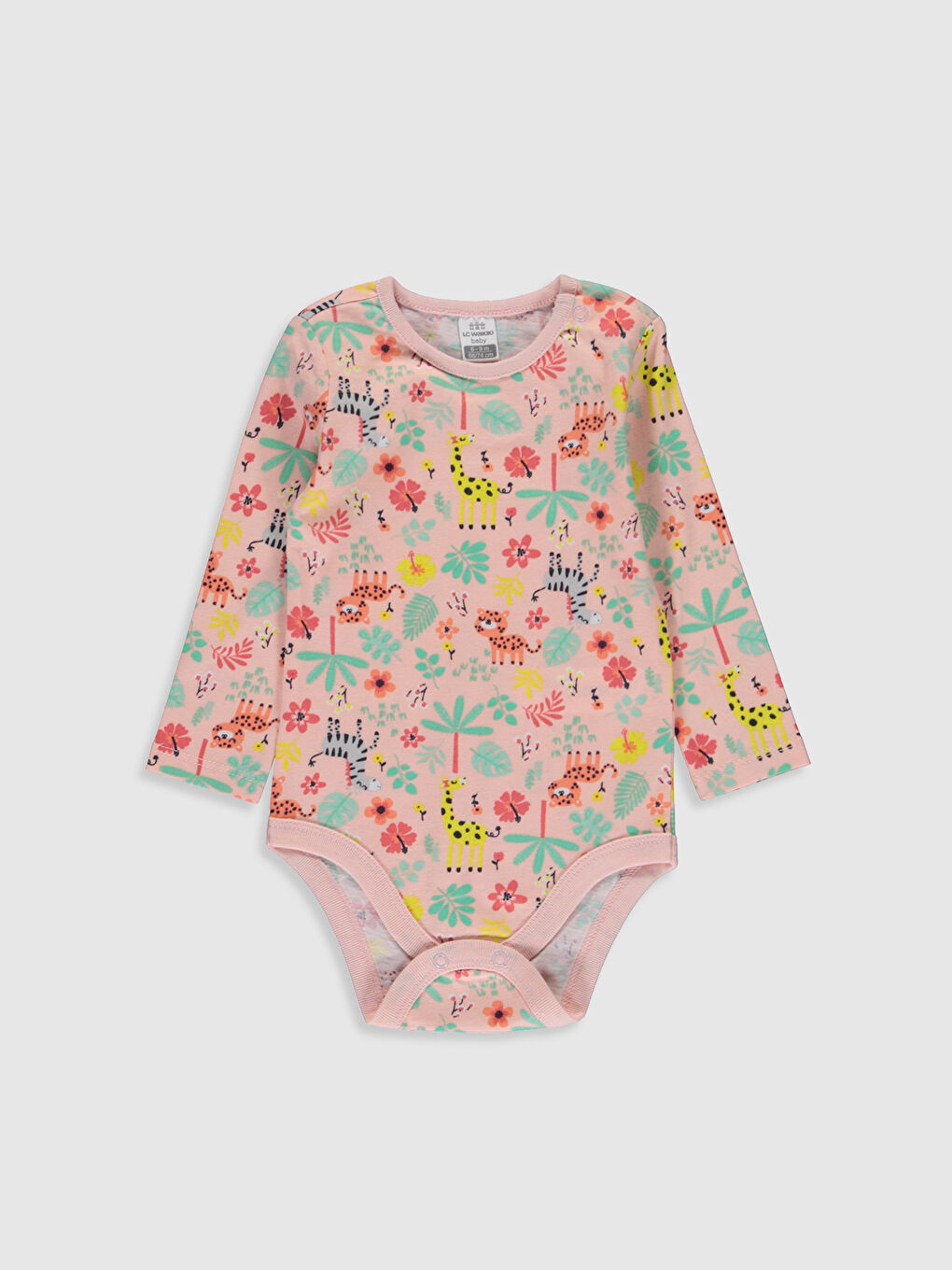 Beyaz Bisiklet Yaka Kısa Kol Baskılı Kız Bebek Çıtçıtlı Body 2'li-3