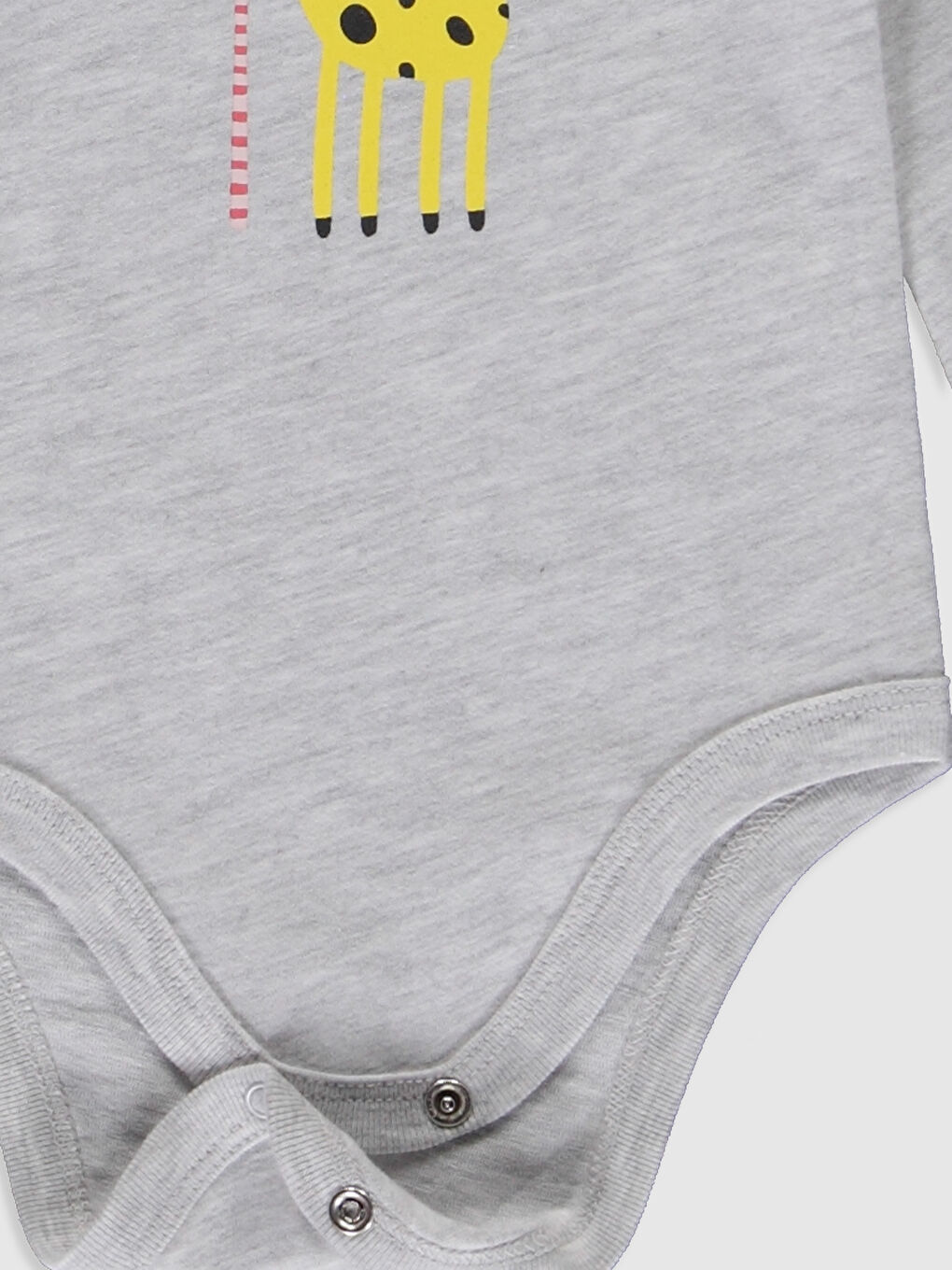 Beyaz Bisiklet Yaka Kısa Kol Baskılı Kız Bebek Çıtçıtlı Body 2'li-4