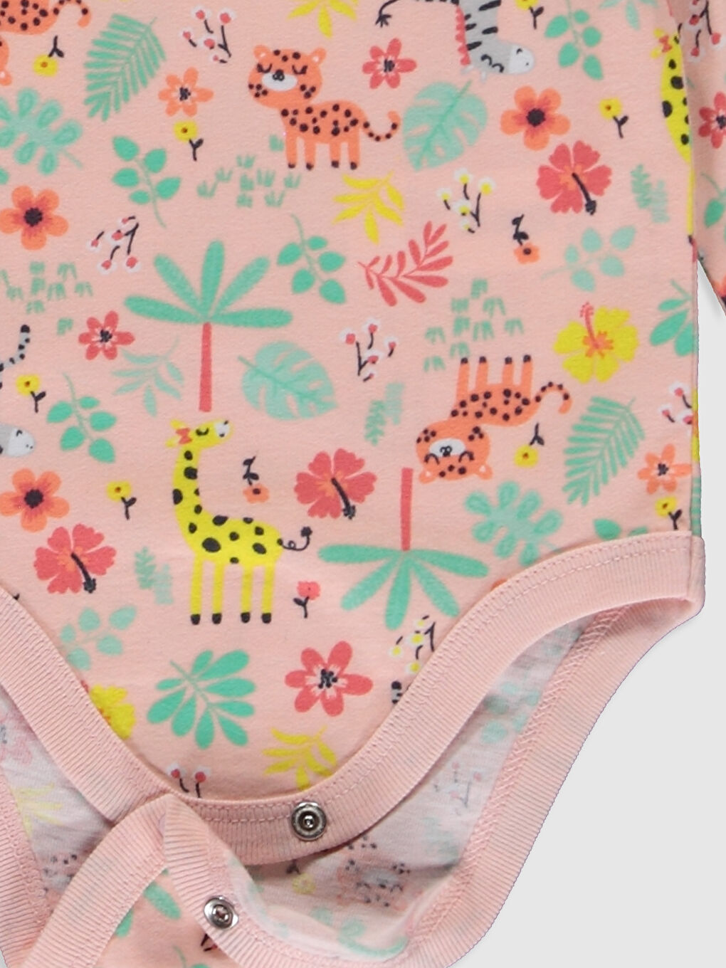 Beyaz Bisiklet Yaka Kısa Kol Baskılı Kız Bebek Çıtçıtlı Body 2'li-5