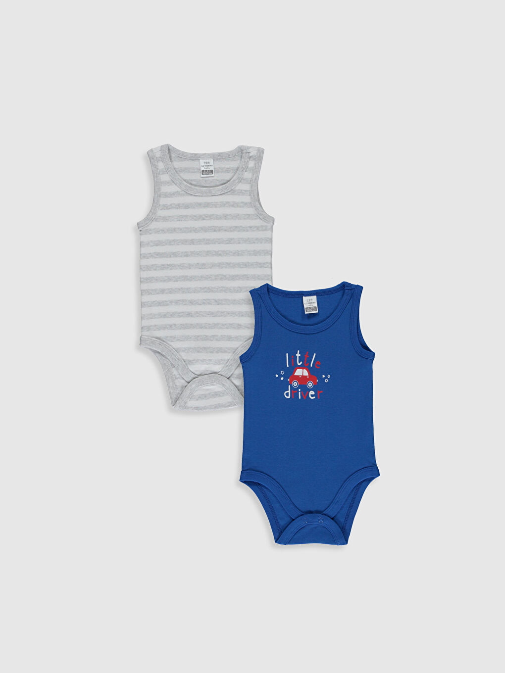 Mavi Bisiklet Yaka Kolsuz Erkek Bebek Çıtçıtlı Body 2'li