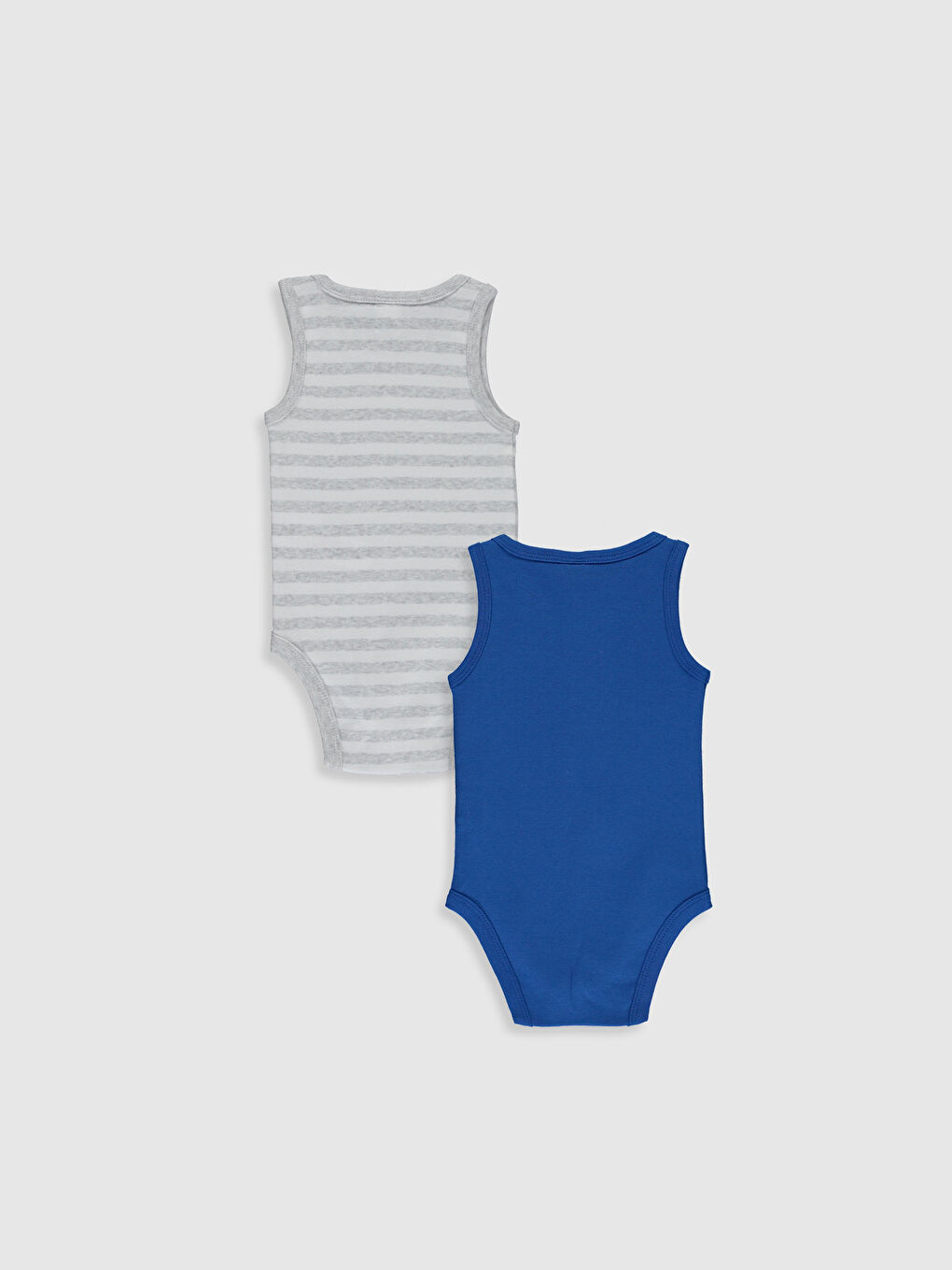 Mavi Bisiklet Yaka Kolsuz Erkek Bebek Çıtçıtlı Body 2'li-1