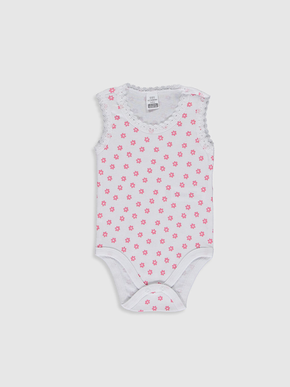 Beyaz Bisiklet Yaka Kolsuz Kız Bebek Çıtçıtlı Body 2'li-3