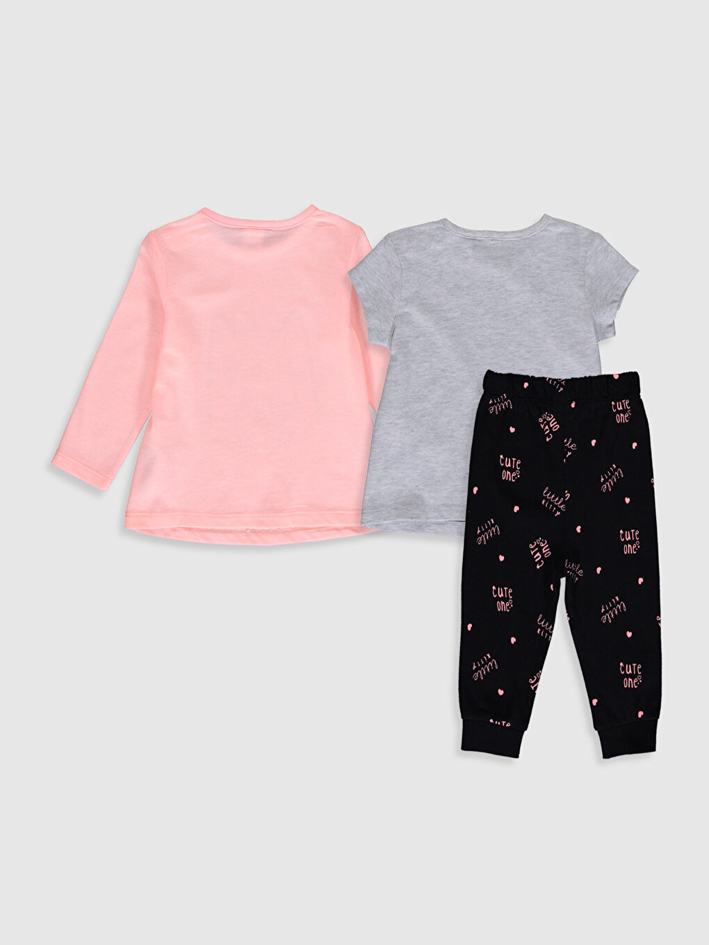 Pembe Bisiklet Yaka Baskılı Kız Bebek Pijama Takımı 3'lü-1