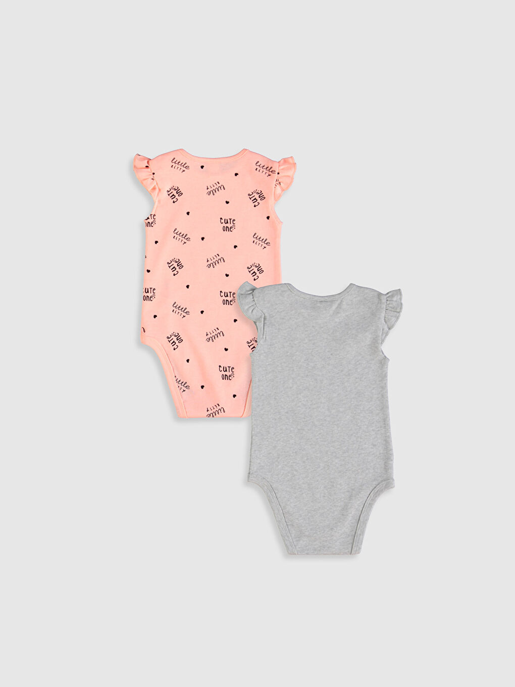 Beyaz Bisiklet Yaka Kısa Kollu Kız Bebek Çıtçıtlı Bodysuit 2'li-6