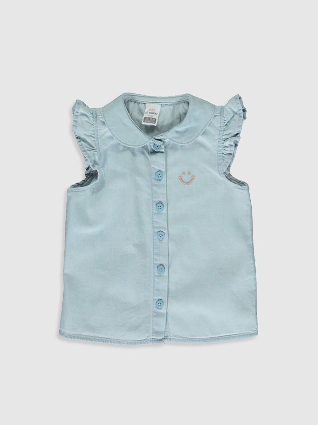 Peter Pan Collar Short Sleeved Baby Girl Jean Shirt