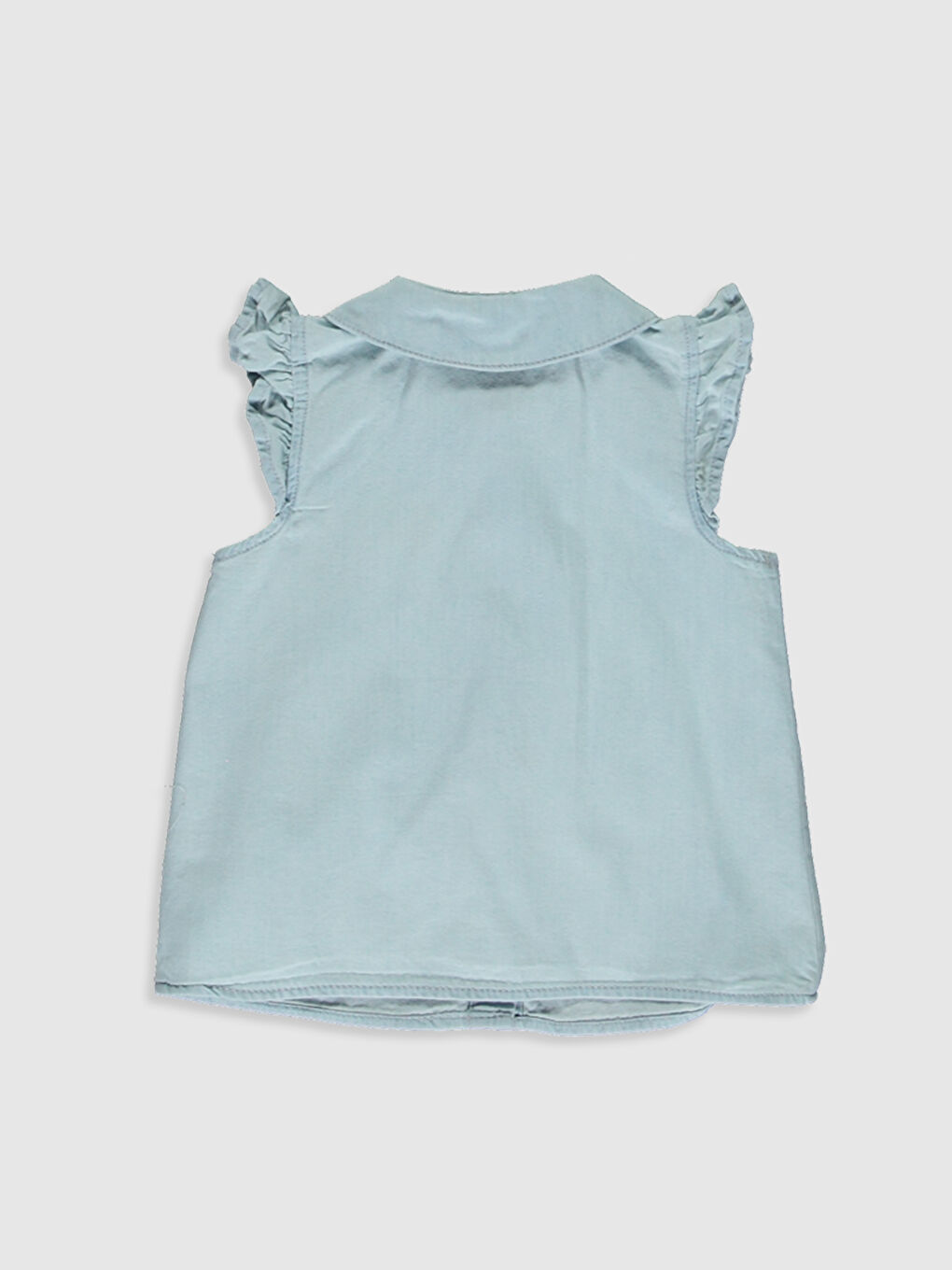 Peter Pan Collar Short Sleeved Baby Girl Jean Shirt-1